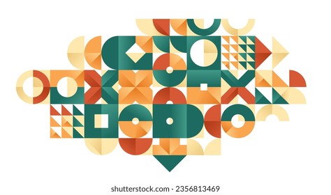 Abstract geometric background, vector tiles wallpaper in colors of native ceramic, interior style trendy tiling for bathroom or kitchen, artistic pattern.