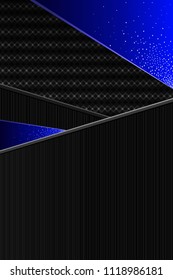 abstract geometric background, vertical, black with ultramarine blue. a layering effect of different texture, sequins, diagonal