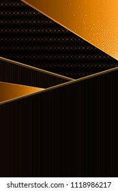 abstract geometric background, vertical, black with orange. a layering effect of different texture, sequins, diagonal