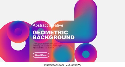 Abstract geometric background with vibrant colors, text, button. Modern design suitable for website or presentation.
