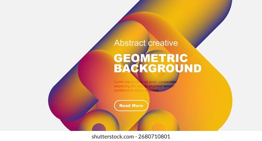 Abstract geometric background. Vibrant colors blend, creating dynamic shapes. Text promotes further exploration. Modern design elements present.