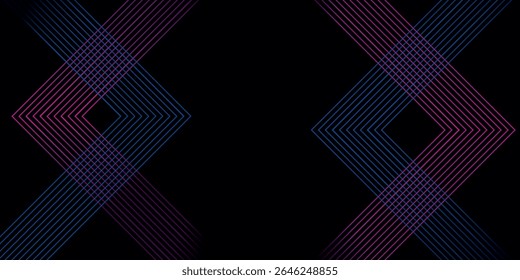 Abstract Geometric Background with Vibrant Gradient Line Patterns on Black