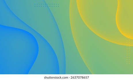 Abstract geometric background with vibrant green, blue, and yellow tones