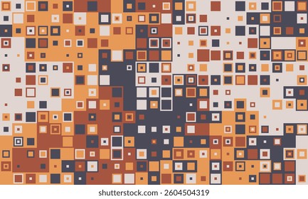 Abstract geometric background with a vibrant mosaic of earthytoned squares.  Perfect for website banners, presentations, or textile design.