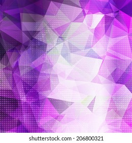 Abstract geometric background with violet transparent polygons and dots pattern