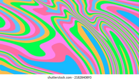 Abstract geometric background with warped colorful fluid lines. Trippy organic style illustration.