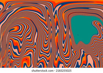 Abstract geometric background with warped colorful fluid lines. Trippy organic style illustration.