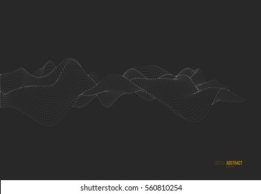Abstract geometric background with with wave dynamic particles or shapes. Vector futuristic illustration.