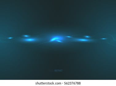 Abstract geometric background with with wave dynamic particles or shapes. Vector futuristic illustration.