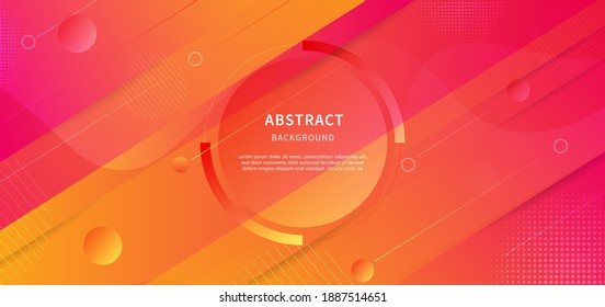Abstract geometric background. Wave liquid with stripe lines. Background diagonal Yellow, Orange and pink gradient colors design. Modern concept with vibrant gradient. Vector illustration.