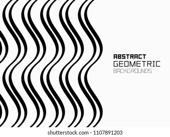 Abstract geometric background with waves. Monochrome ornament. isolated on white background