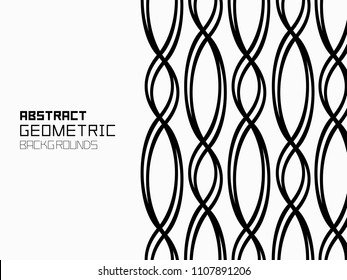 Abstract geometric background with waves. Monochrome ornament. isolated on white background