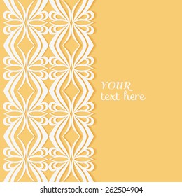 Abstract geometric background, wedding invitation or greeting card design with lace pattern, beautiful luxury postcard, ornate page cover, ornamental vector illustration