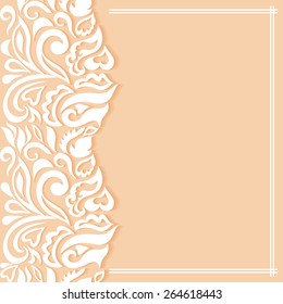Abstract geometric background, wedding invitation or greeting card design with lace pattern, beautiful luxury postcard, ornate page cover, ornamental vector illustration