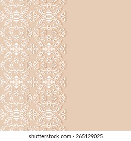Abstract geometric background, wedding invitation or greeting card design with lace pattern, beautiful luxury postcard, ornate page cover, ornamental vector illustration