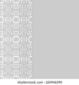 Abstract geometric background, wedding invitation or greeting card design with lace pattern, beautiful luxury postcard, ornate page cover, ornamental vector illustration