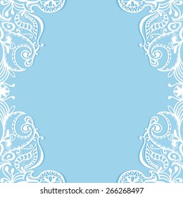 Abstract geometric background, wedding invitation or greeting card design with lace pattern, beautiful luxury postcard, ornate page cover, ornamental vector illustration