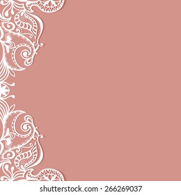 Abstract geometric background, wedding invitation or greeting card design with lace pattern, beautiful luxury postcard, ornate page cover, ornamental vector illustration