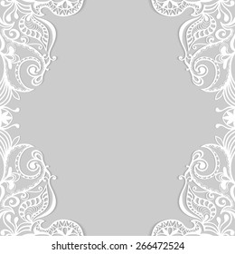 Abstract geometric background, wedding invitation or greeting card design with lace pattern, beautiful luxury postcard, ornate page cover, ornamental vector illustration