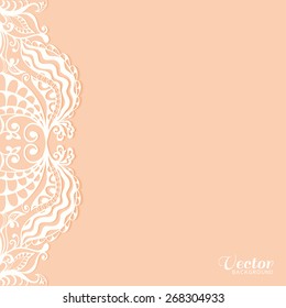 Abstract geometric background, wedding invitation or greeting card design with lace pattern, beautiful luxury postcard, ornate page cover, ornamental vector illustration
