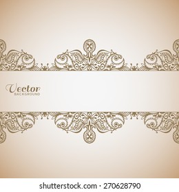 Abstract geometric background, wedding invitation or greeting card design with lace pattern, beautiful luxury postcard, ornate page cover, ornamental vector illustration