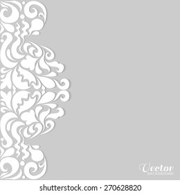Abstract geometric background, wedding invitation or greeting card design with lace pattern, beautiful luxury postcard, ornate page cover, ornamental vector illustration