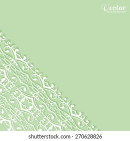 Abstract geometric background, wedding invitation or greeting card design with lace pattern, beautiful luxury postcard, ornate page cover, ornamental vector illustration