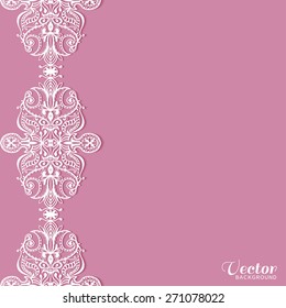 Abstract geometric background, wedding invitation or greeting card design with lace pattern, beautiful luxury postcard, ornate page cover, ornamental vector illustration