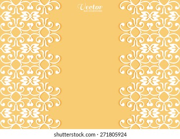 Abstract geometric background, wedding invitation or greeting card design with lace pattern, beautiful luxury postcard, ornate page cover, ornamental vector illustration