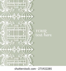 Abstract geometric background, wedding invitation or greeting card design with lace pattern, beautiful luxury postcard, ornate page cover, ornamental vector illustration