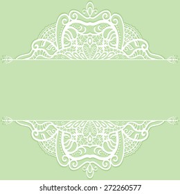 Abstract geometric background, wedding invitation or greeting card design with lace pattern, beautiful luxury postcard, ornate page cover, ornamental vector illustration