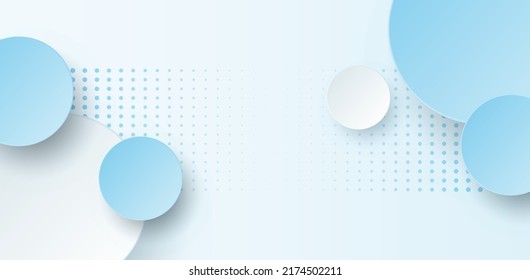 Abstract geometric background with white and blue gradient circle background