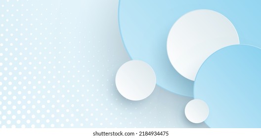 Resumen de fondo geométrico con fondo de círculo de gradiente blanco y azul