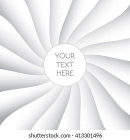 Abstract geometric background. White circle with your text. Twist rotate ray. Vector illustration. Layout. Template.