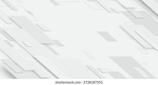 Abstrakter geometrischer Hintergrund mit weißen diagonalen Formen und weichen Grautönen für die Technik eps10