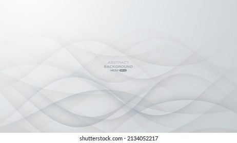 Abstract geometric background. White and gray wave curves shape overlap in composition. Vector illustration