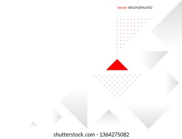 Abstract geometric background. White and red triangles on a white background. Vector background.
