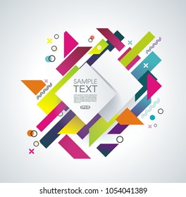 Abstract geometric background with white rhombus and color strips. Vector illustration.