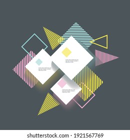 Abstract geometric background with white rhombus and color strips. Vector illustration.