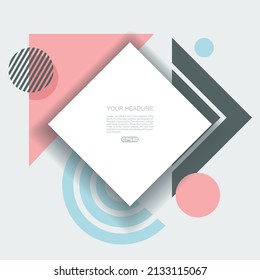 Abstract geometric background with white rhombus and color strips. Vector illustration.