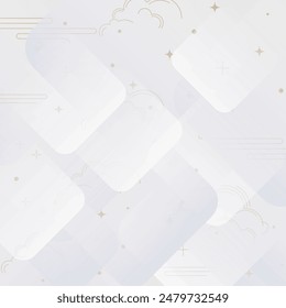 Abstract geometric background with white squares and golden elements. Vector illustration.