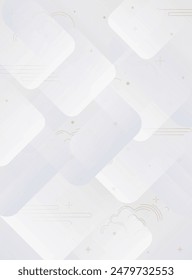 Fondo geométrico Abstractas con cuadrados blancos y Elementos dorados. Ilustración vectorial.