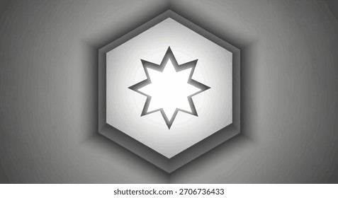 Fundo geométrico abstrato com uma forma de estrela branca dentro de um design de hexágono. Esta ilustração criativa e moderna apresenta um padrão decorativo com uma renderização futurista, tornando-o adequado para
