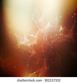 Abstract geometric background. Wireframe mesh polygonal background. Abstract form with connected lines and dots. Abstract polygonal low poly dark background with connecting dots and lines. 