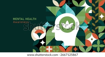 Abstract geometric background for World Mental Health Awareness, Psychological therapy, healing, and wellbeing Concept