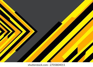 Fondo geométrico Abstractas con flechas amarillas y negras. Patrón de rayas diagonales dinámicas modernas. Futurista de carreras deportivas o diseño de Anuncio de Vector de construcción.
