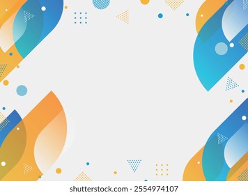 Abstract geometric background with yellow and blue rounded shapes.