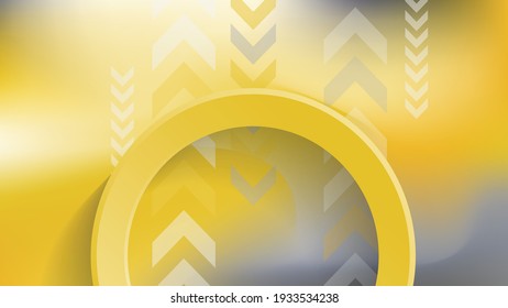 Resumen de fondo geométrico con círculo amarillo y flecha amarilla sobre fondo oscuro