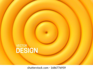 Abstract geometric background with yellow concentric shapes. Vector 3d illustration. Decoration element for summer poster design