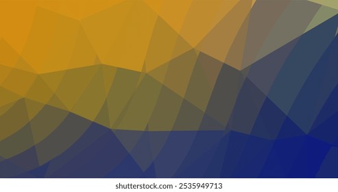 Fundo geométrico abstrato com cores amarelas, verdes e azuis em um padrão triangular.